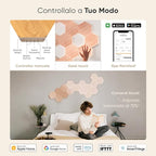 Nanoleaf Elements Wood Look Smart Wall Lights, Hexagon LED Wall Lights Work with Alexa Google Assistant, Home Wall Decor for Living Room with Music Sync, Ambient White 1500-4000K, Expansion 3 Panel
