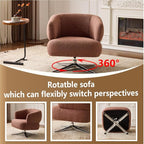 Pro 360° Swivel Accent Chair, Cuddle-Style Lounge Chair with Ergonomic Wrap-Around Backrest, 500LBS Capacity Red Linen Fabric Rotatable Sofa Chair for Living Room, Balcony, Study