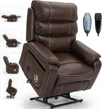 Large Power Lift Chairs Recliners for Elderly with Heated and Massage, Upgraded Dual Motor Lay Flat Recliners, 25in Extra Wide Seat, Folding Tablet, Side Pocket
