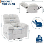 Recliner Rocking Chair with Massage and Heat, Wide Overstuffed Ergonomic Fabric Recliner with Breathable Upholstery, 2 Side Pockets & Remote Control for Living Room or Bedroom