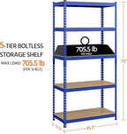 Yaheetech Storage Shelves 5 Tier Garage Shelving Heavy Duty Garage Shelves Adjustable Metal Shelving Unit Utility Rack Industrial Shelving for Warehouse Pantry Closet, 35.5″W × 17.5″D × 72″H, Blue