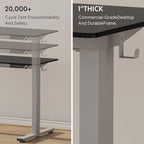 FLEXISPOT EN1 One-Piece Electric Standing Desk 48 x 24 Inches Seamless Seamless Desktop Height Adjustable Desk Stand Up Desks for Home Office (Silver Frame + Black Top, 2 Packages)
