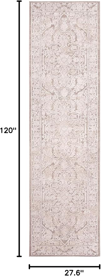 SAFAVIEH Reflection Collection Runner Rug - 2'3" x 10', Beige & Cream, Non-Shedding & Easy Cleaning, Ideal for Living Room, Bedroom (RFT665A)