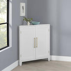 Crosley Furniture Roarke Stackable Corner Pantry Storage Cabinet with Shelves, Kitchen, Dining, Laundry, White