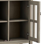 SIMPLIHOME Warm Shaker SOLID WOOD 32 inch Wide Transitional Low Storage Cabinet in Distressed Grey for the Living Room, Entryway and Family Room