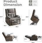 Power Lift Recliner Chair for Elderly with Massage and Heat, Dual Motor Electric Lift Chair with Arm Storage, Lay Flat Recliner for Big and Tall, Infinite Position, Gray