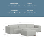 SIMPLIHOME Rex Modular Sofa and Ottoman Set in 100% Recycled Polyester Tightly Woven Performance Fabric, Pale Grey, 122-inch-wide 3-Seater Couch and Matching 34-inch-wide Ottoman for Living Room