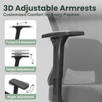 Ergonomic Office Chair - 350LB Mesh Office Chair with Adjustable Lumbar, High Back Computer Desk Chair with 3D Armrest, Comfy Chair with 2D Headrest & Tilt Function for Study, Work, Gaming
