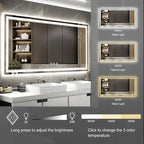 LED Bathroom Mirror with Lights, 72x36 Inch Gradient Front and Backlight LED Mirror, 3 Colors Dimmable CRI>90 Double Light, IP54 Enhanced Anti-Fog, Hanging Plates Wall Mount Bathroom Mirror