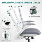 Ergonomic Mesh Office Chair, 330LBS Executive Desk Chair with Lumbar Support, 2D Armrests, Comfy Swivel Computer Task Chairs for Long Hours (Grey)