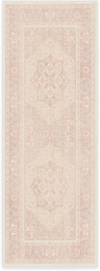 RUGGABLE Washable Runner Rug – Kamran Soft Pink 2.5x7, Stain-Resistant, Non-Slip Hallway Runner – Machine Washable Rug for Hallway, Entryway, Living Room & Kitchen–with Standard Pad