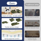 2025 New 108" Cloud Couch Sectional, Modular Sectional Sofa with L-Shaped Chaise, Deep Seat Sectional Modular Couch for Living Room, No Assembly Required (Green, Right Facing Chaise)