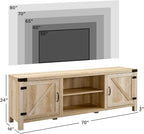 Walker Edison Georgetown Modern Farmhouse Double Barn Door TV Stand for TVs up to 80 Inches, 70 Inch, White Oak, Without Fireplace