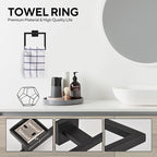 5 Pieces 23.6-Inch Bathroom Hardware Accessories Set,Black TStainless Steel Bathroom Hardware Set,Bath Towel Bar Kit