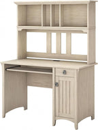 Bush Furniture Distressed Finish Options Include a Cream Colored Antique White, Pure White with Shiplap Gray, Cape Cod Gray, Vintage Black, Ash Brown, Reclaimed Pine and Driftwood Gray