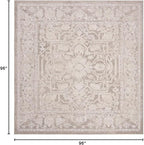 SAFAVIEH Area Rug 8' Square - Reflection Collection - Large - Beige & Cream, Non-Shedding & Easy Cleaning, Ideal for Living Room, Bedroom, Dining Space (RFT665A)