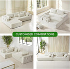 108" Modular Sectional Couch Sofa with L-Shape Chaise, Modern Cloud Comfy Sofa with Deep Seat, Upholstered Couches for Living Room Bedroom, No Assembly Required (Beige Right Facing Chaise)