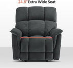 MCombo Large-Wide Dual Motor Power Lift Recliner Chair, Massage and Dual Heating for Elderly People, Infinite Position, Fabric R7166 (Dark Grey)
