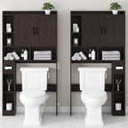Vabches Over The Toilet Storage Cabinet, Farmhouse Storage Cabinet Over Toilet with 2 Barn Door & Toilet Paper Holder Stand，Home Space-Saving Toilet Rack, for Bathroom, Restroom, Laundry