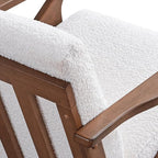 Zola Mid Century Modern Accent Chair Arm Chair: The Perfect Reading, Living Room, and Bedroom Chairs for Modern Home Furniture Use! Solid Wood Frame, White Boucle/Walnut