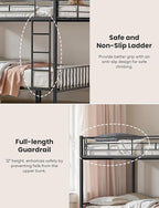 Queen Over Queen Bunk Bed for Adults & Teens, Heavy Duty Metal Bunk Bed with EVA Anti-Slip Ladder & Full-Length Guardrails, Noise-Free Queen Bunk Bed Frame with Under-Bed Storage, Black