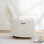 CHITA Swivel Rocker Recliner Chair, Power Nursery Glider Recliner, Nursery Rocking Chair with Adjustable Power Headrest, FSC Certified, Solid Wood Base, Cream