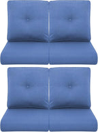 Patio Chair Cushions 4 Packs - Outside High Back Thick Water-Resistant Cushion 22x24 with Zipper Cover for Outdoor Glider Rocking Chairs Loveseat Couch – Blue/Buckle