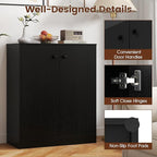 GOFLAME Floor Storage Cabinet with 2 Doors, Freestanding Accent Storage Cabinet Organizer with 3-Tier Inner Shelves, Modern Sideboard Buffet Cabinet for Kitchen, Living Room, Entryway, Black