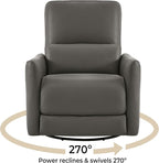 CHITA Power Recliner Chair Swivel Glider, FSC Certified Upholstered Faux Leather Living Room Nursery Reclining Sofa Chair with Lumbar Support, Charcoal