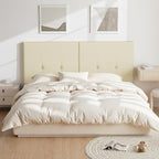 Upholstered King Size Headboard, Headboard King with Sturdy Metal Legs, Tufted Upholstery Design Bed Headboards with Adjustable Width & Height (Beige)