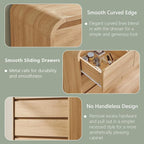 Modern 7 Drawers Dresser for Bedroom, 47" Wide Wood Dressers & Chests of Drawers w/Curved Profile Design, Mid Century Modern Dresser w/Natural Texture for Bedroom, Living Room, Natural Oak