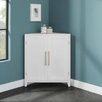 Crosley Furniture Roarke Stackable Corner Pantry Storage Cabinet with Shelves, Kitchen, Dining, Laundry, White