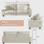 DOPEDIO Modern Loveseat Sofa for Living Room,Chenille Recliner, Removable Cover, Spring Cushions, Solid Wood Frame, Easy Assembly for Small Spaces (88.58inch，Beige)