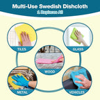 Swedish Dishcloths for Kitchen, 15-Pack - Extra Absorbent & Fast Drying, Reusable Washable Cleaning Cloths, Eco-Friendly Kitchen Towels Replace Sponges & Paper Towels