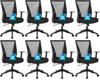 CLATINA Home Office Chair Ergonomic Desk Chair Mesh Computer Chairs with Armrests Executive Rolling Wheels Swivel Heavy Duty Chairs Office, Home, Black 8 Pack