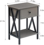VECELO End Tables, Modern Nightstand with Drawer & Shelf, Night Stand for Bedroom Living Room,Industrial Metal Frame