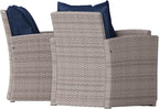 Flash Furniture Aransas Series 4 Piece Light Gray Patio Set with Navy Back Pillows and Seat Cushions