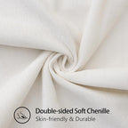 decorUhome Chenille Soft Throw Pillow Covers 18x18 Set of 2, Farmhouse Velvet Neutral Decorative Euro Pillow Covers with Stitched Edge for Couch Sofa Bed Home Decor, Cream White