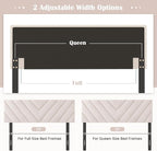 KOMFOTT Linen Fabric Upholstered Headboard for Full/Queen Size Bed, Rectangular Headboard with Solid Wood Legs & Adjustable Width, Padded Full/Queen Bed Headboard, Easy Assembly, Beige