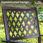 PHI VILLA Outdoor Dining Chairs Set of 2, Stackable Black Metal Wrought Iron Chairs, All Weather Dining Furniture for Patio, Deck, Proch, Backyard