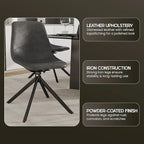 LeisureMod Markley Swivel Leather Dining Side Chair with Durable Iron Legs – Comfortable Accent Chair for Kitchen, Dining Room, or Office Set of 4