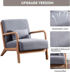 ANJ ANJHOME Mid Century Modern Accent Chairs Set of 2, Comfy Fabric Reading Chair with Solid Wood Frame, Easy Assembly Armchair for Living Room,Grey