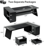 Tribesigns L-Shaped Executive Desk, 78-Inch Modern Office Desk with Drawers and Lateral File Cabinet, Large Bussiness Furniture with Storage Shelves, Workstation for Home Office (Grey + Black)