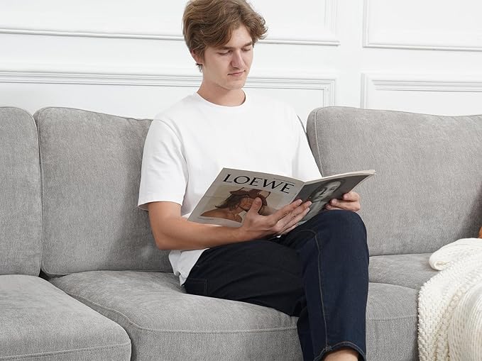 EASE MOOSE Sectional Modular Sofa, Oversized U Shape Sectional Couch Wide Deep seat Sectional Sofa,FSC Certified Comfortable Chenille White Modular Sofa,Detachable and Washable