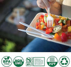 100% Compostable No Plastic Knives Forks Spoons Utensils, The Heavyweight Heavy Duty Flatware is Eco Friendly Products for Lounge Party Wedding BBQ Picnic Camping.