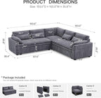 Belffin Large Modular Sectional Sofa with Double 61" Loveseat, Corduroy Corner Couch with 9" Soft Dual-Layer Seats Cushion for Living Room, Apartment, Small Sapce, Light Grey