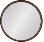 Kate and Laurel Hutton Round Wood Wall Mirror, 36" Diameter, Walnut Brown, Geometric Modern Farmhouse Wall Decor