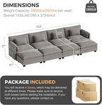 ELUCHANG Oversized 153" Modular Sectional Sofa, Comfy Deep Seat Cloud Couch, Sleeper Sofa Bed, 8 Seat Modern Couch with Removable Cover for Living Room, Apartment, DIY Combination, Chenille Light Grey