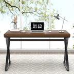 FOLUBAN Home Office Desks, Modern Wood and Metal Writing Study Work Table, Industrial Computer Desk for Bedroom Living Room, Rustic Walnut, 47 Inch