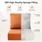 Luxury 6" Outdoor Cushions for Patio Furniture, 24x24x6" Thick Seat Cushion Set of 2, Fade Resistant Couch Chair Replacement Cushions High Density Deep Wicker Chair Cushion w/ Removable Cover, Orange